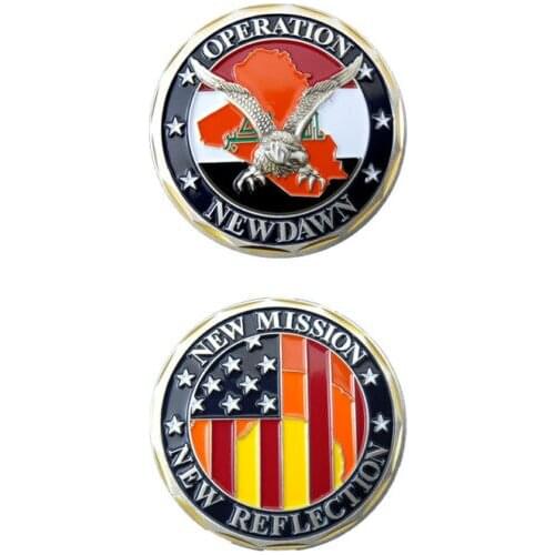 Custom coins low price Operation New Dawn Freedom Challenge Coin New Reflection Navy USMC oem metal milirary coins FH810237