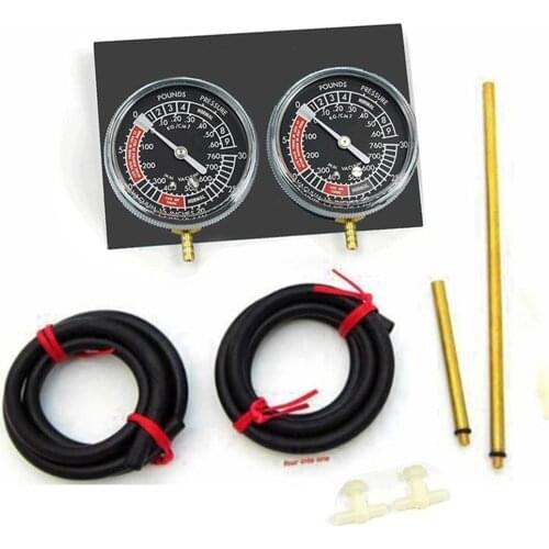 Motorcycle Carb Carburettor Vacuum Balancer Gauge With Hose Kit 2 Cylinder Fuel Vacuum Gauge Balancer