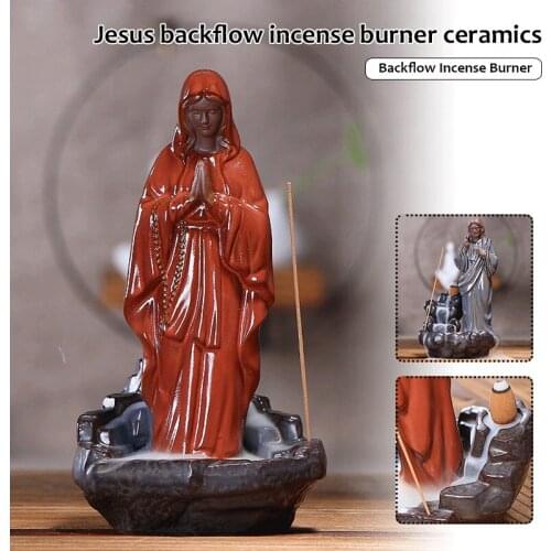 Creatives Incense Burners Jesus Virgin Backflow Home Decoration Censer Religious Figurine For Home Ornament A1