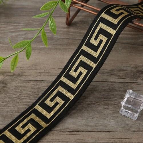 4cm National Design Jacquard Elastic Bands Rubber Webbing Fashion Elastic Ribbon For Clothing Dress DIY Sewing Accessories