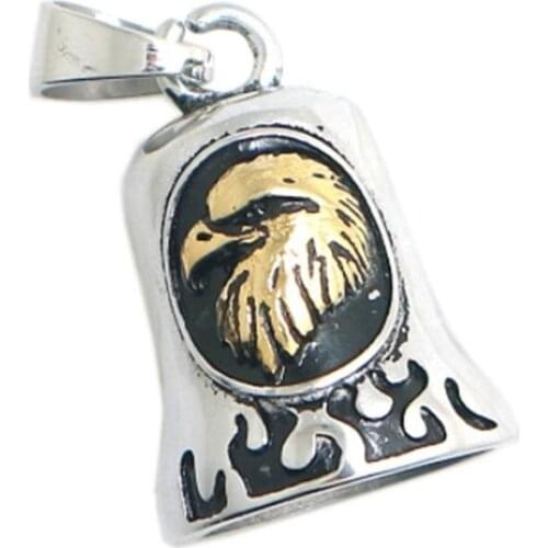 Mens Stainless Steel Pendant Personality Trendy Mens Motorcycle Accessories Eagle Bell Pendant Mens Necklace