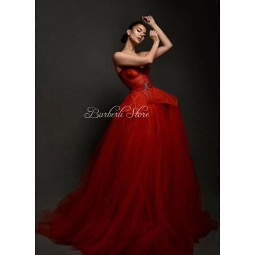 Trendy Strapless Tulle A-line Long Women Dresses To Event Birthday Party Flounce Puffy Female Outfit Fashion Women Gowns 2021