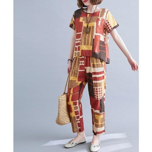 Fashion Women Clothes Set 2021 New Arrival Thin Soft Cotton Satin Loose Top Harem pants Two Piece Womens Casual Set Suits