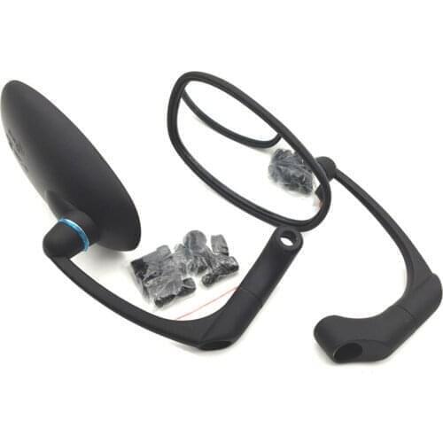 1 Pair Motorcycle Black Round Retro Oval Rearview Side Mirror Cafe Racer Rear view Mirrors Universal 8/10mm
