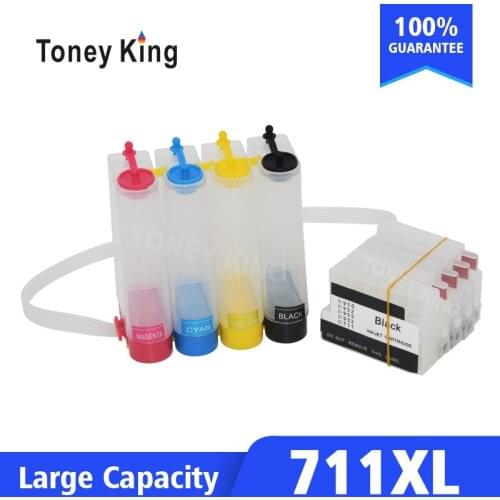 Toney King For HP 711 XL Continuous Ink System Kit For HP Designjet T120 24 T120 610 T520 24 T520 36 Printer With Reset Chip