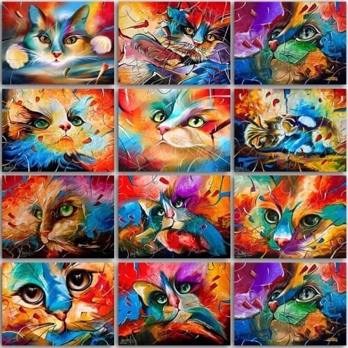 5D Diamond Painting Kit Paint Cartoon Cat Colorful Full Square&Round Diamond embroidery Cross stitch Diamond mosaic home decor
