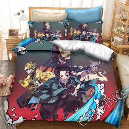 Demon Slayer 3D Printed Bedding Set Duvet Covers & Pillow Cases Comforter Bedding Set Bed Linen( US Sizes/EU Sizes/AU Sizes) K1