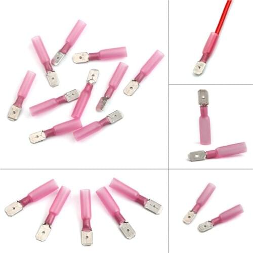 10Pcs Heat Shrink Spade Terminals Kit Waterproof Insulated Butt Cable Wire Crimping Connectors 10-22 AWG