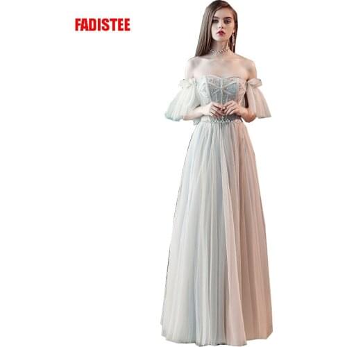 FADISTEE New arrival modern party dress evening dresses prom crystal Vestido de Festa floor length pleat elegant frock style