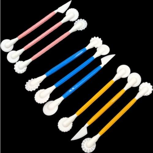 Wholesale 10 Sets(3 Pcs/set) Fondant Cake Decorating Sugarcraft Making Wheel Embosser Cookie Cutter Tool Set