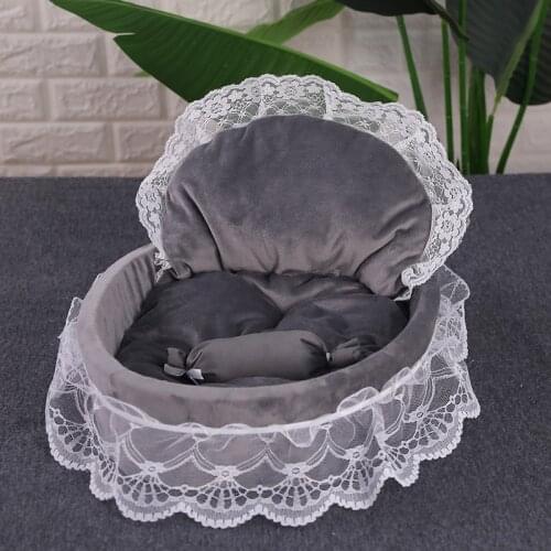 Autumn winter new dogs cats pink lace princess house doggy warm soft kennels products puppy beds pet dog cat sofas supplies 1pcs