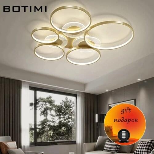 BOTIMI Modern Led Ceiling Lights For Living Room Bedroom Dining room Kitchen Rings Ceiling Lighting Fixtures White Office Lamp