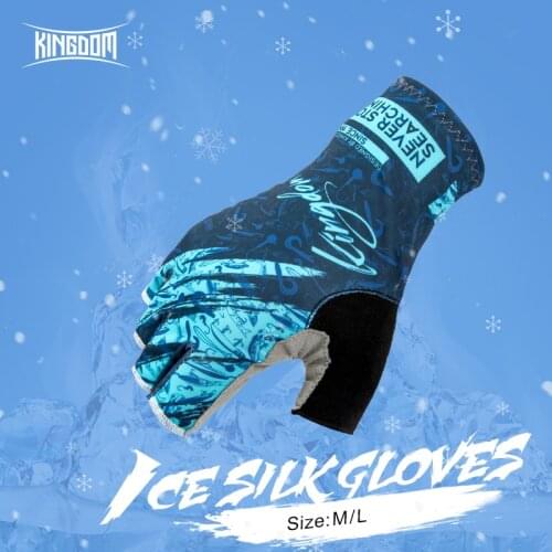 Kingdom Ice Lycra Fabric Anti-slip Fishing Gloves Outdoor Sports Breathable Cycling Bike Bicycle Camping Hiking Fingerless Glove