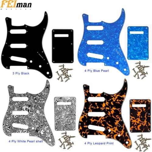 Pleroo 11 Screw Holes Guitar Pickguard with Back Plate suit for USA/Mexico Fender Stratocaster Standard SSS ST Scratch Plate