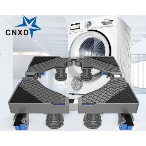 Movable Refrigerator Floor Trolley Fridge Stand Washing Machine Holder 4 Strong Feet Mobile Stand with Brake Wheel 500kg