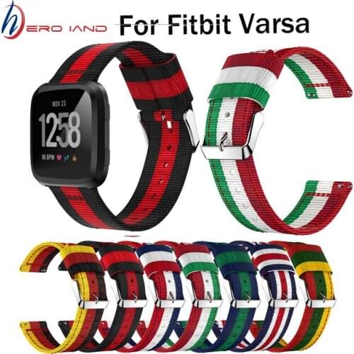 Durable Fashion Nylon Fabric Replacement Wristband Wrist Bands Watch Band Strap Accessories for Fitbit Versa Sport Smartband
