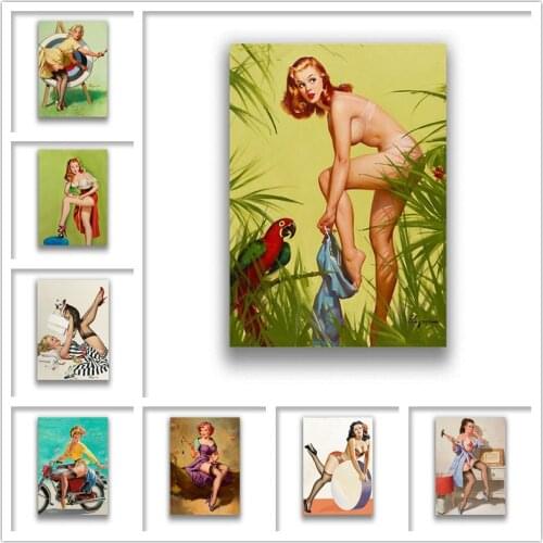 Sex girl Slim lady White Coated Paper Prints painting Home Decoration Livingroom Bedroom Bar Home wall Art