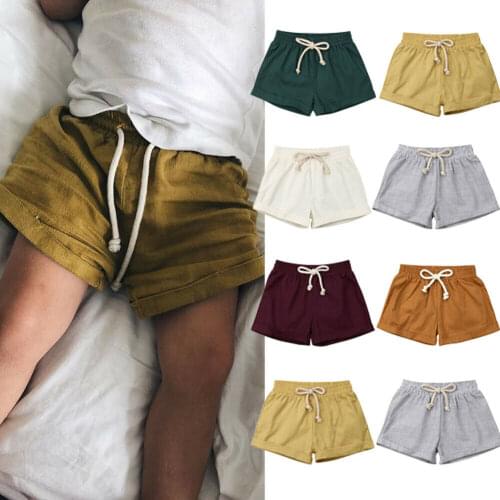 Baby Boys Girls Cotton Linen Shorts Toddler Girls Solid Color Bloomers Infant Harem Bottoms Shorts Summer Clothes
