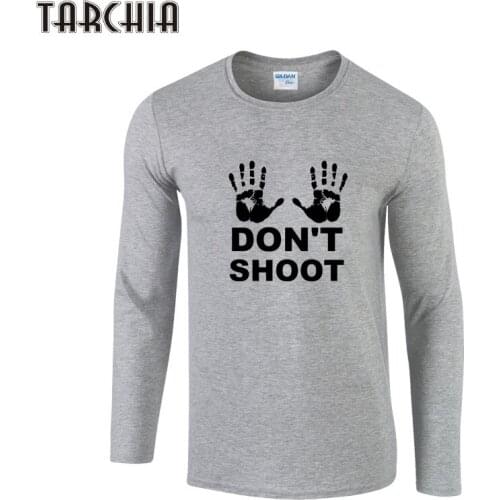 TARCHIA DONT SHOOT Mens T Shirt 2021 Autumn O Neck Long Sleeve T Shirt Mens Clothes Trend Casual Slim Fit Mens Top Tees Shirt