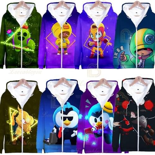Kids Zipper Hoodie Leon Shooting Game Zip Up Hoodie Sweatshirt Boys Girls Harajuku Cartoon Star Jacket Tops Teen Clothes