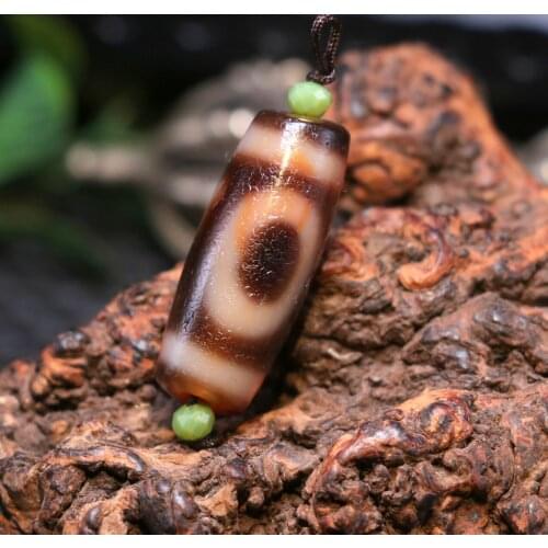 UPD0321A11 Tibetan Oily Old Agate Patina Orange Red Harmonious Heaven&Earth dZi Bead Amulet LKbrother Top Quality