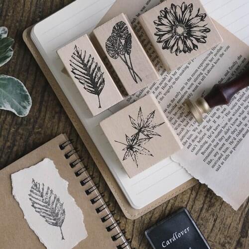 Vintage Natural Plants Fallen leaves Decoration Stamps Retro wooden rubber stamps for scrapbooking stationery DIY craft standard stamp