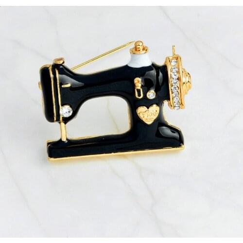 Vintage Black Sewing Machine Brooch Women Pin Brooches Enamel Pins Denim Jacket Pin Badge Gift Jewelry
