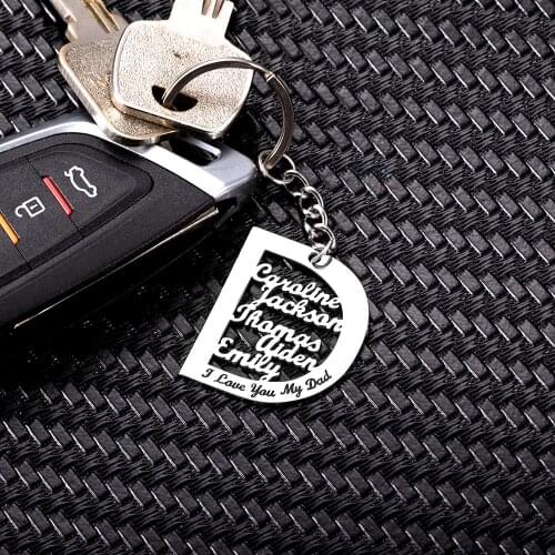Yonney Dropshipping Personalized 1 To 6 Names Keychain Match Dad Gift Dropshipping Keychain Set For Men Utility Keychain