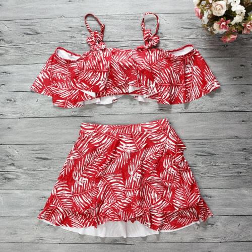 2021 Women Printed Two Pieces Bikini Set Tankini Swimwear Ruffle Off Shoulder Bathing Suit Swimming Beachwear Biquini Swimsuit