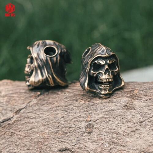 1PC Cloak Sickle Grim Reaper Retro Brass White Copper EDC Paracord Beads Umbrella Rope Cord Lanyard Pendants Knife Beads
