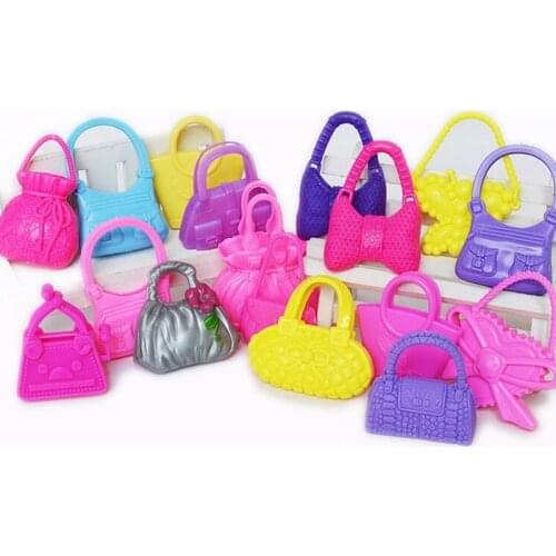 10 PCS/lot Colorized Doll Bags Accessories Toy Fashion Morden Bags For Babi Doll Birthday Xmas Gift Randomly Colors Mix Styles