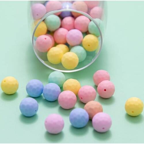 10Pcs Silicone Multi-faceted Round Beads Baby Teether DIY Pacifier Chain BPA Free Baby Teething Rodent Handmade Gift 15mm