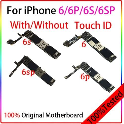 100%Original For iPhone 6 6p Factory Unlocked Motherboard For iphone SE 6 6 Plus 6S 6S Plus logic board mainboard NO Touch ID