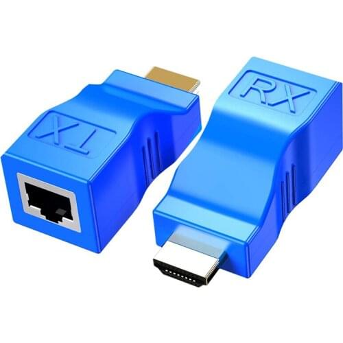 2Pack HDMI Extender,HDMI to RJ45 Converter Repeater over Cat 5E / 6 1080P Up to 30M Extender for HDTV PS4 STB 4K 2K