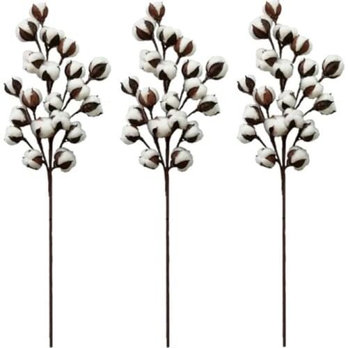 2019 New 20 head 28" Tall Artificial Cotton flowers stems for Farmhouse Floral Fillers Home Decoration