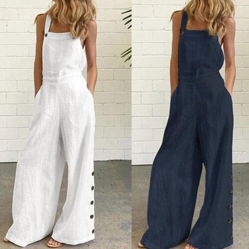 2021 Hot Sale Summer Fashion Jumpsuit Women Loose Backless Wide Leg Pants Overalls Female Pants Plus Size Брючные костюмы