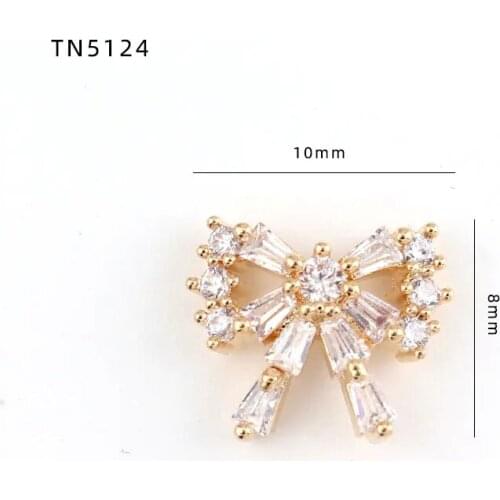5pcs TN5124 Bow rosette Alloy Zircon Nail Art Crystal nail jewelry Rhinestone nails accessories supplies nail decorations charms