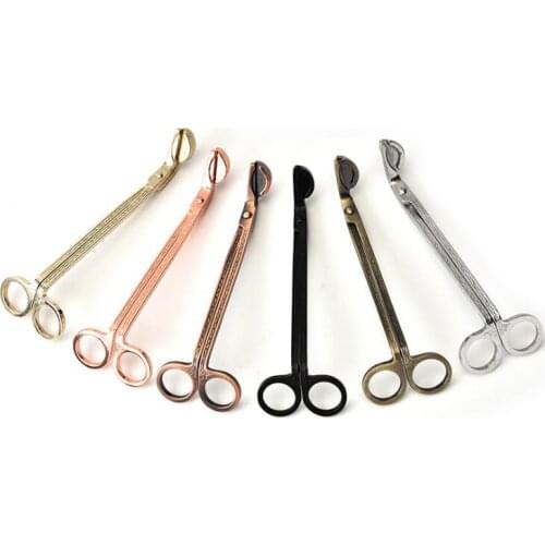 6 Colors Candle Wick Trimmer Stainless Steel Oil Lamp Trim Scissor Durable Cutter Snuffer Tool Hook Clipper LX1729