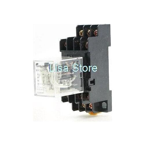 AC 220V Coil 3PDT 11 Pins Electromagnetic Power Relay 5A 250VAC/28VDC w Base