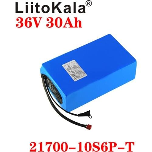 LiitoKala 21700 battery 36V 30Ah 25ah 20ah 15ah battery pack 500W high power battery 42V Ebike electric bicycle BMS