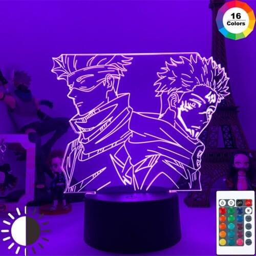 Anime Lamp Satoru Gojo And Ryomen Sukuna Jujutsu Kaisen 3D Led Night Light for Room Deco Birthday Gift For Kids Lamp Nightlight
