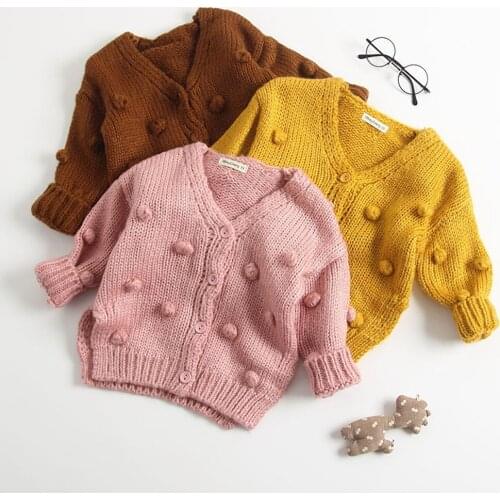 Baby Solid Sweater Jacket Baby Kids Girl Child Winter Ball In Hand Down Sweater Jacket Knit Tops Cardigan ropa de baby varon