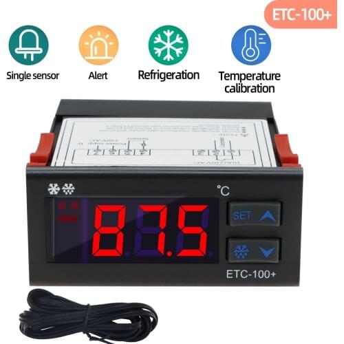 ETC-100+ Mini Temperature Controller Microcomputer thermostats Digital Thermostat Refrigeration Alarm 220V NTC sensor 40% off