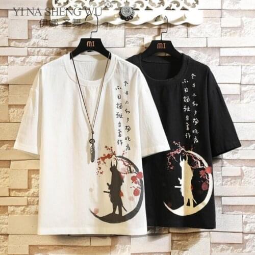 Japanese Style Fashion Mens T-Shirt Hip-hop T-Shirt Loose Version Printing Round Neck Spring And Summer Trend Short-Sleeved Men