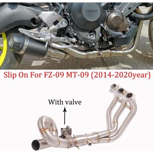 Motorcycle Exhaust Pipe muffler contact pipe Modified With valve Front Link Pipe Slip On For yamaha FZ-09 MT-09 2014-2020year