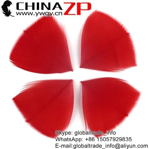 CHINAZP Factory 3~7cm 100Pcs/lot High Quality Wholesale Dyed Red Turkey Feathers Petal Trimmed for Craft
