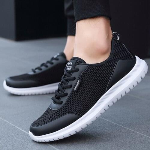 Summer Mens Mesh Breathable Running Shoes Lightweight and Comfortable Casual Sneakers Fashion Barefoot Shoes Large Size 38-48