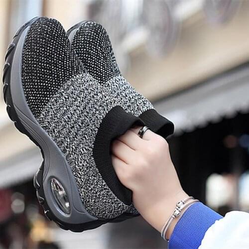 Women Shoes Height-increasing Breathable Mesh Slip-on Female Sock Footwear Outdoor Women Tennis Sneakers Thick Bottom Platforms