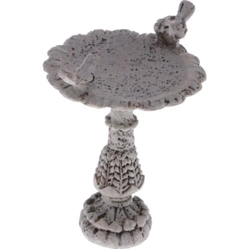 Dolls House Miniature Garden Bird Bath Fountain Statue with Birds 1:12th