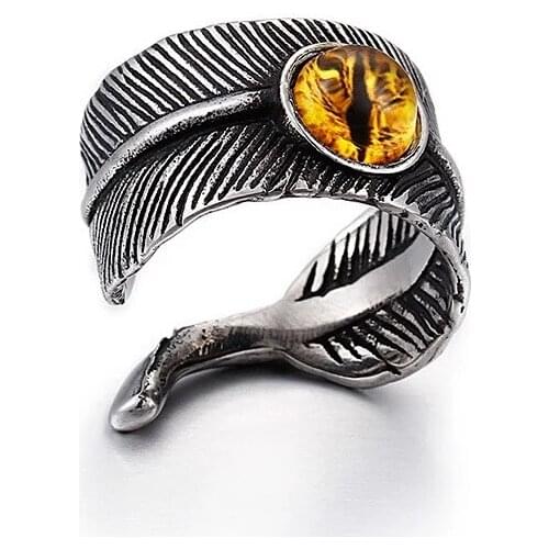 Titanium Steel Mens Ring retro feather ring birthday gift